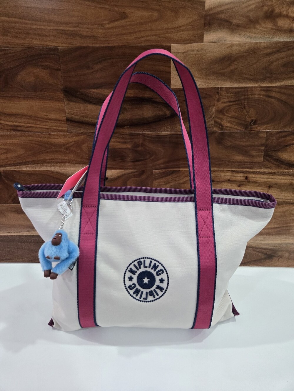 Kipling Tote Bag Beige & Pink Large PARK - Picture 1 of 15